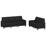 Vidaxl ensemble de canaps 2 pcs avec coussins noir similicuir