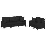 Vidaxl ensemble de canapés 2 pcs avec coussins noir similicuir Vidaxl ensemble de canapés 2 pcs avec coussins noir similicuir