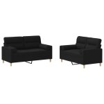 Vidaxl ensemble de canap�s 2 pcs avec coussins noir tissu