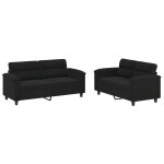 Vidaxl ensemble de canap�s 2 pcs avec coussins noir tissu microfibre