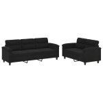 Vidaxl ensemble de canap�s 2 pcs avec coussins noir tissu microfibre
