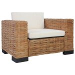Vidaxl ensemble de canaps 2 pcs avec coussins rotin naturel