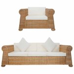 Vidaxl ensemble de canapés 2 pcs avec coussins rotin naturel Vidaxl ensemble de canapés 2 pcs avec coussins rotin naturel