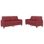 Vidaxl ensemble de canap�s 2 pcs et coussins rouge bordeaux similicuir