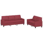 Vidaxl ensemble de canaps 2 pcs et coussins rouge bordeaux similicuir