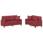Vidaxl ensemble de canaps 2 pcs et coussins rouge bordeaux similicuir