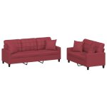 Vidaxl ensemble de canap�s 2 pcs et coussins rouge bordeaux similicuir