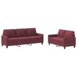 Vidaxl ensemble de canap�s 2 pcs avec coussins rouge bordeaux tissu