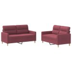 Vidaxl ensemble de canap�s 2 pcs avec coussins rouge bordeaux tissu