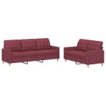 Vidaxl ensemble de canap�s 2 pcs avec coussins rouge bordeaux tissu