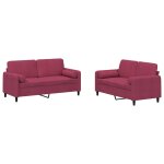 Vidaxl ensemble de canap�s 2 pcs avec coussins rouge bordeaux velours