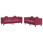 Vidaxl ensemble de canap�s 2 pcs avec coussins rouge bordeaux velours