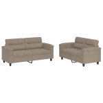 Vidaxl ensemble de canap�s 2 pcs avec coussins taupe tissu microfibre