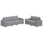 Vidaxl ensemble de canap� 2 pcs avec coussins en tissu gris clair