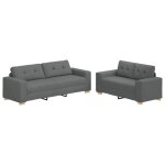 Vidaxl ensemble de canap� 2 pcs avec coussins en tissu gris fonc�
