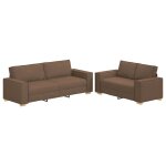Vidaxl ensemble de canap� 2 pcs avec coussins en tissu marron
