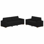 Vidaxl ensemble de canap� 2 pcs avec coussins en tissu noir