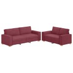 Vidaxl ensemble de canap� 2 pcs avec coussins en tissu rouge bordeaux