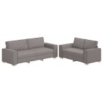 Vidaxl ensemble de canap� 2 pcs avec coussins en tissu taupe