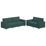 Vidaxl ensemble de canap� 2 pcs avec coussins en tissu vert fonc�