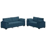 Vidaxl ensemble canap� 2 pcs avec coussins velours bleu