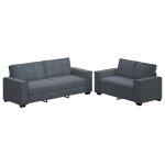 Vidaxl ensemble canap� 2 pcs avec coussins velours gris fonc�