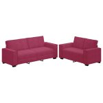 Vidaxl ensemble de canap� 2 pcs avec coussins velours rouge bordeaux