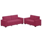 Vidaxl ensemble de canap� 2 pcs avec coussins velours rouge bordeaux