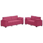 Vidaxl ensemble de canap� 2 pcs avec coussins velours rouge bordeaux