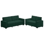 Vidaxl ensemble canap� 2 pcs avec coussins velours vert fonc�
