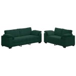 Vidaxl ensemble canap� 2 pcs avec coussins velours vert fonc�