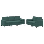 Vidaxl ensemble de canaps 2 pcs avec coussins vert fonc velours