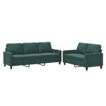Vidaxl ensemble de canaps 2 pcs avec coussins vert fonc velours
