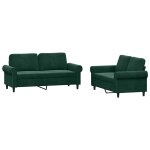 Vidaxl ensemble de canap�s 2 pcs avec coussins vert fonc� velours