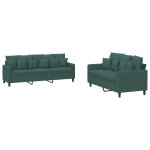 Vidaxl ensemble de canapés 2 pcs avec coussins vert foncé velours Vidaxl ensemble de canapés 2 pcs avec coussins vert foncé velours