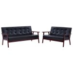 Vidaxl ensemble de canapés 2 pcs noir similicuir Vidaxl ensemble de canapés 2 pcs noir similicuir