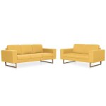 Vidaxl ensemble de canapé 2 pcs tissu jaune Vidaxl ensemble de canapé 2 pcs tissu jaune