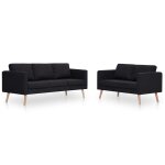 Vidaxl ensemble de canap� 2 pcs tissu noir