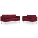 Vidaxl ensemble de canap� 2 pcs tissu rouge bordeaux