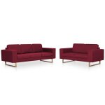 Vidaxl ensemble de canap� 2 pcs tissu rouge bordeaux