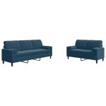 Vidaxl ensemble de canap�s 2pcs et coussins et traversins bleu velours
