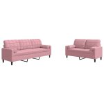 Vidaxl ensemble de canaps 2pcs et coussins et traversins rose velours