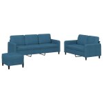Vidaxl ensemble de canaps 3 pcs bleu velours