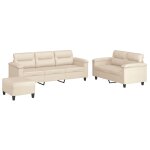 Vidaxl ensemble de canaps 3 pcs avec coussins beige tissu microfibre