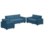Vidaxl ensemble de canap�s 3 pcs avec coussins bleu velours