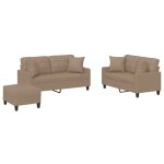 Vidaxl ensemble de canap�s 3 pcs avec coussins cappuccino similicuir