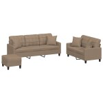 Vidaxl ensemble de canapés 3 pcs avec coussins cappuccino similicuir Vidaxl ensemble de canapés 3 pcs avec coussins cappuccino similicuir