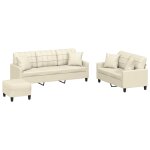 Vidaxl ensemble de canap�s 3 pcs avec coussins cr�me similicuir