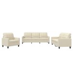 Vidaxl ensemble de canap�s 3 pcs avec coussins cr�me similicuir