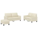 Vidaxl ensemble de canap�s 3 pcs avec coussins cr�me similicuir